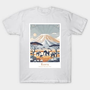 Sunset Majesty at Amboseli with Kilimanjaro - Kenya’s Wildlife Haven T-Shirt